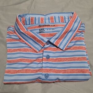 Reebok Men’s Striped Polo Shirt - Red & Blue